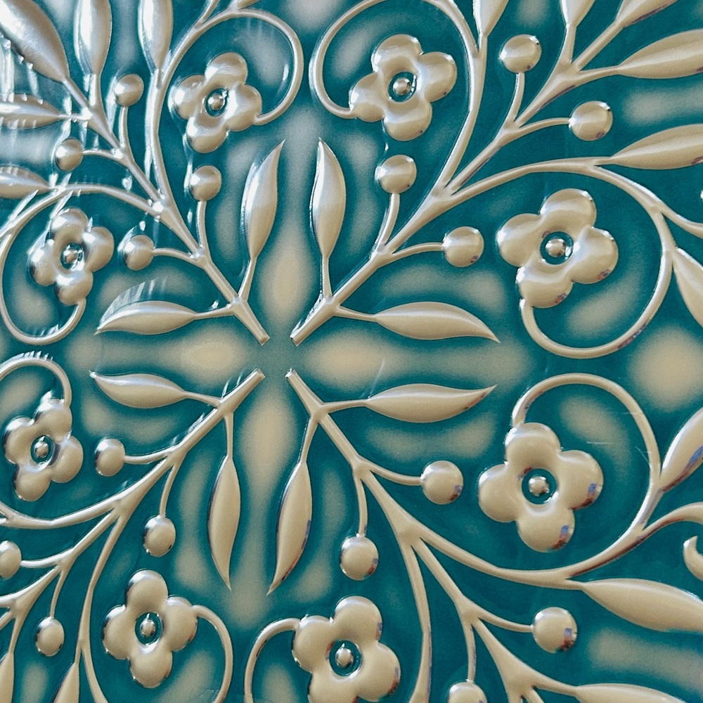 NIB 10-Pack Peel & Stick Tiles 8×8 Turquoise/Silver Backsplash Furniture Art - Picture 3 of 14